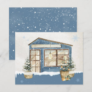 Winterhaus Schnee  Feiertagskarte