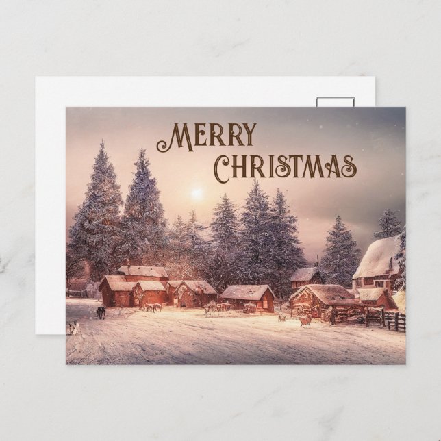 Winterhauswald - Frohe Weihnachten Postkarte (Vorne/Hinten)