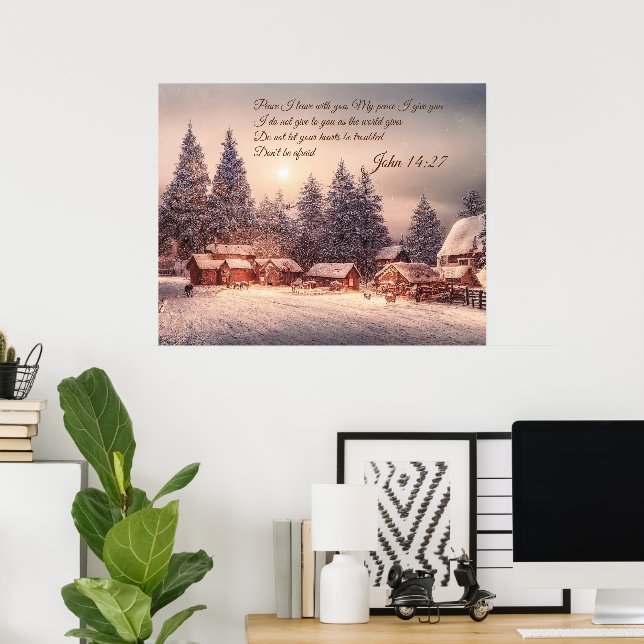 Winterhauswald - Johannes 14:27 Bibelverse Poster (Heimbüro)