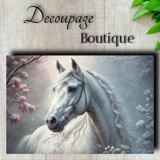 Winterhengst-Dekoupage Seidenpapier (Winter Stallion Decoupage Tissue Paper)
