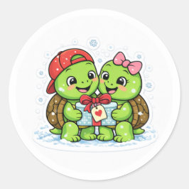 Winterherz Geschenk Runder Aufkleber