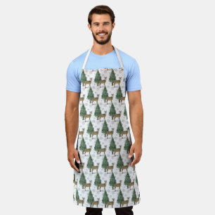 Winterhirsch mit Schneeflocken-Allover-Print-Schür Schürze