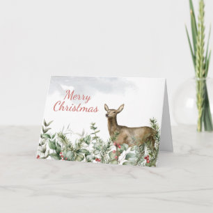 Winterhirsch mit Weihnachtstannen-Weihnachtskarte Karte