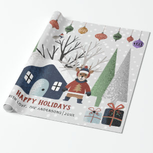 Winterhirsche, Bäume und Weihnachtsfeiertag Geschenkpapier