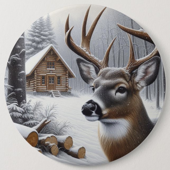 Winterhirsche/Buckkunst Button (Vorderseite)