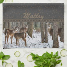 Winterhirsche und Pinecones Geschirrtuch