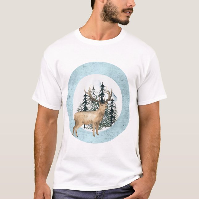 WinterHirschszene T-Shirt (Vorderseite)