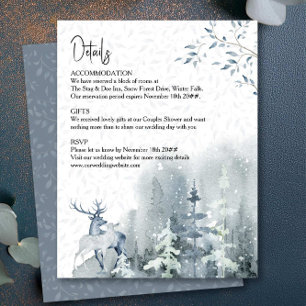 Winterhochzeit Aquarell-Schnee-Wald Details Begleitkarte