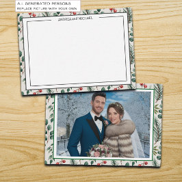Winterhochzeit Beeren Salbei Foto Danksagungskarte Mitteilungskarte