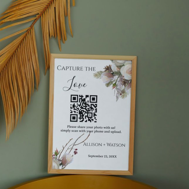 Winterhochzeit Capture Liebe QR Code Hochzeit Foto Poster (Von Creator hochgeladen)