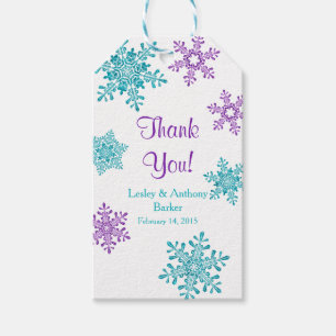 Winterhochzeit Danke Lila Aquamarine Schneeflocke Geschenkanhänger