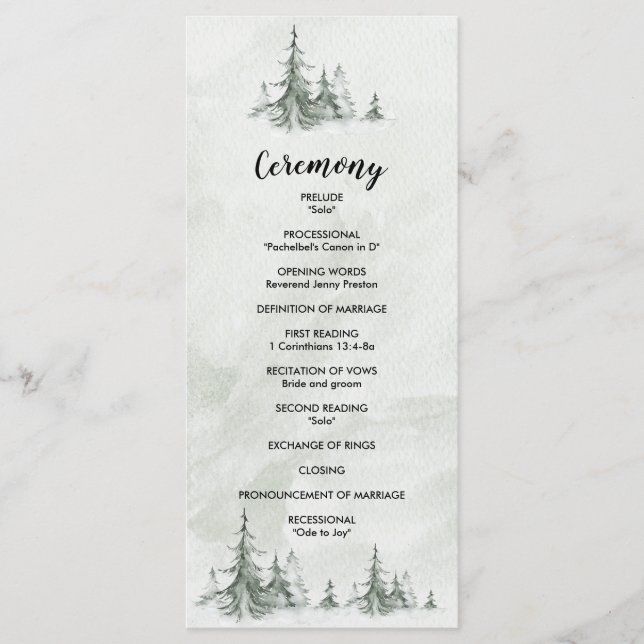 Winterhochzeit der Aquarellbäume Programm (Vorderseite)