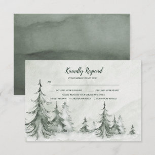 Winterhochzeit der Aquarellbäume RSVP Karte