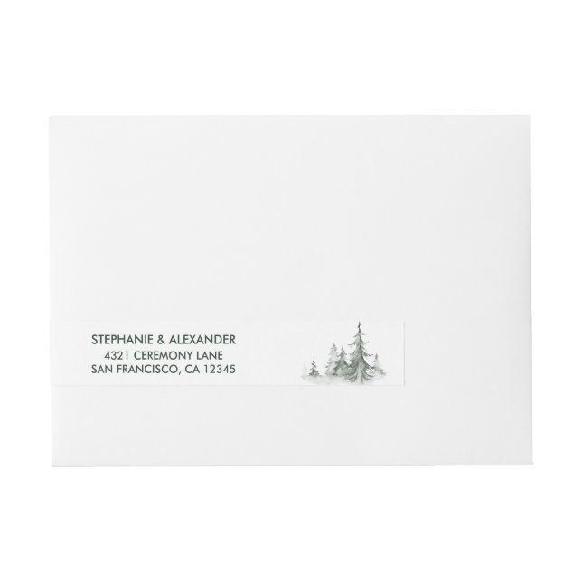 Winterhochzeit der Aquarellbäume Rundum-Adressaufkleber (Vorderseite)
