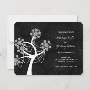 Winterhochzeit der Blume Snow Save the Date Einladung