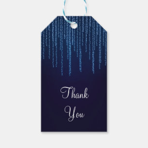 Winterhochzeit Elegante blaue funkelnde Lichter Fa Geschenkanhänger