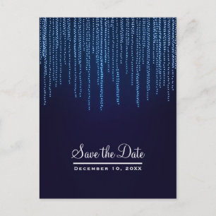 Winterhochzeit Elegante Blaue Lichter Save the Dat Ankündigungspostkarte