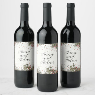 Winterhochzeit Elegante Blumen Moderne Inspirivitä Weinetikett