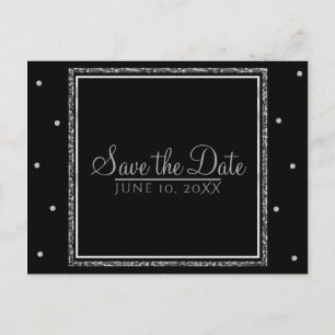 Winterhochzeit Glamour Silber & Weiß Save the Date Ankündigungspostkarte