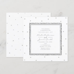 Winterhochzeit Glamour Silber & Weiße Punkte Party Einladung