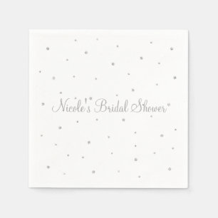 Winterhochzeit Glamour Silber & Weiße Punkte Party Serviette