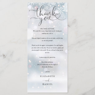 Winterhochzeit Herz Schriftart Danke-Platzkarte Menükarte