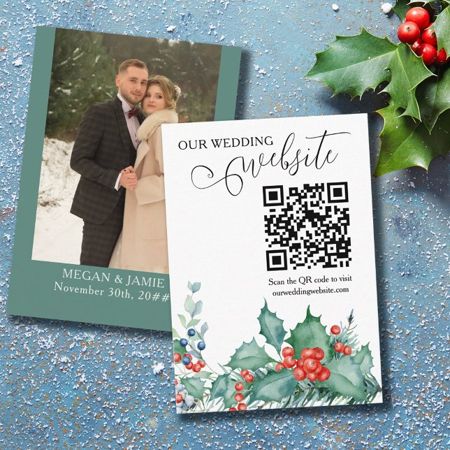 Winterhochzeit Holly Pine Website QR Code Begleitkarte (Von Creator hochgeladen)