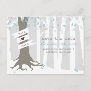 Winterhochzeit im Schneewald Save the Date Postkar Ankündigungspostkarte