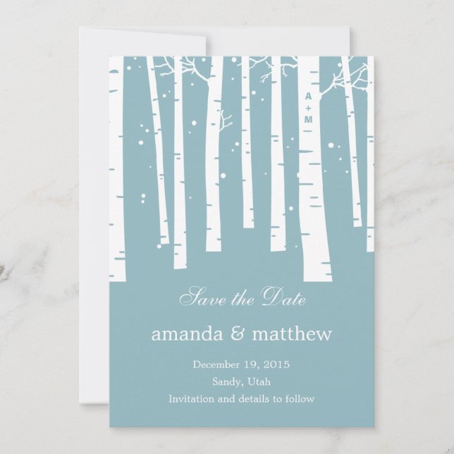 Winterhochzeit im Wald - Save The Date Karten (Vorderseite)