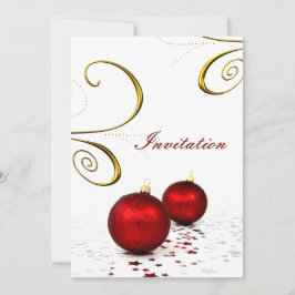 Winterhochzeit in Rot-Ornament Einladung
