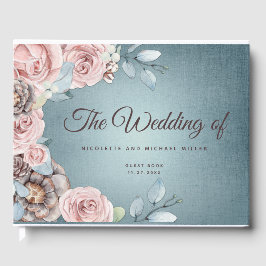Winterhochzeit in trostfreiem Blau und Weideland Gästebuch