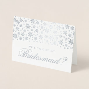 Winterhochzeit ist meine Bridesmaid Silberschneefl Folienkarte