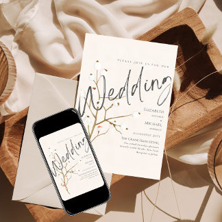 Winterhochzeit laden Willow Print oder Digital ein Einladung