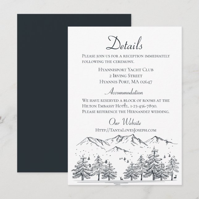 Winterhochzeit Land, Rustikaler Berg Einladung (Vorne/Hinten)