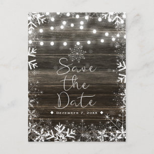 Winterhochzeit Lichter & Schneeflocken - Save the  Ankündigungspostkarte