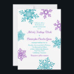 Winterhochzeit | Lila Türkisschneeflocke Einladung<br><div class="desc">Sie können den Text ganz einfach auf diese schlichte türkisfarbene (aquamarine), violette lila und weiße Schneeflocken Winterhochzeit einladen. Dieses Wintereinladungs-Design hat ein sehr modernes Ambiente mit fetten Formen und eleganten Farben. Auch als Weihnachtsfeier oder als Corporate Winter Party Einladung können Sie die Schneeflockeneinladung nutzen. Lila und türkisfarbenes Violett (Aquablau, aquamarin)....</div>