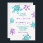 Winterhochzeit | Lila Türkisschneeflocke Einladung<br><div class="desc">Sie können den Text ganz einfach auf diese schlichte türkisfarbene (aquamarine), violette lila und weiße Schneeflocken Winterhochzeit einladen. Dieses Wintereinladungs-Design hat ein sehr modernes Ambiente mit fetten Formen und eleganten Farben. Auch als Weihnachtsfeier oder als Corporate Winter Party Einladung können Sie die Schneeflockeneinladung nutzen. Lila und türkisfarbenes Violett (Aquablau, aquamarin)....</div>