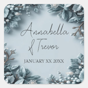 Winterhochzeit mit Frost-Effekt und individuellem Quadratischer Aufkleber