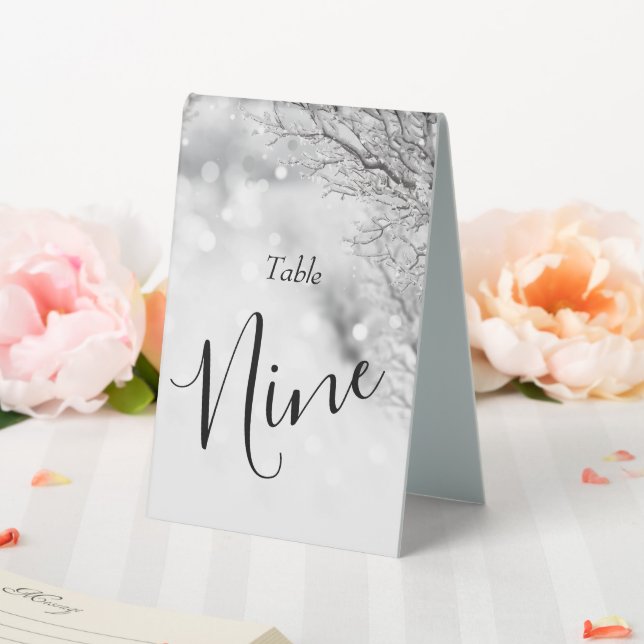 Winterhochzeit mit Funkeln und Schnee Tischaufsteller (In Situ (Hochzeit))