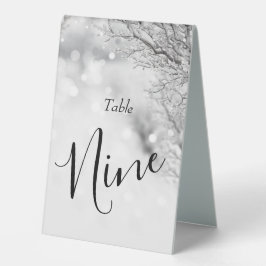 Winterhochzeit mit Funkeln und Schnee Tischaufsteller
