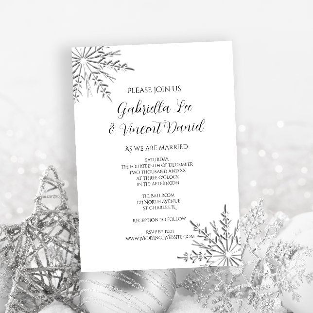 Winterhochzeit mit Schneeflocken Einladung (Set a wintery tone for your marriage with the elegant Snowflakes Winter Wedding Invitation.)