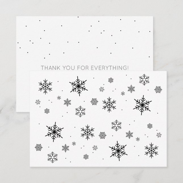 Winterhochzeit mit weichem Snowflakes Dankeskarte (Vorne/Hinten)