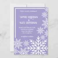 Winterhochzeit mit weißen Schneeflocken auf lila L