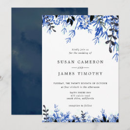 Winterhochzeit mit weißer Navy Blue Watercolor Einladung