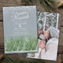 Winterhochzeit Pine Lake Graue grüne Kunst Foto