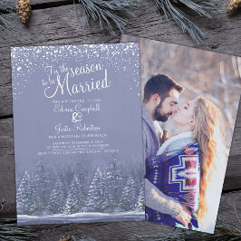 Winterhochzeit Pine Lake White Blue Art Foto Einladung