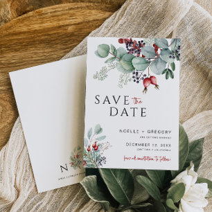 Winterhochzeit Save the Date Eukalyptus Foliage