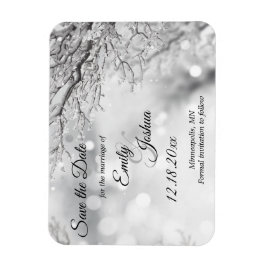 Winterhochzeit Save the Date mit Funkeln und Schne Magnet