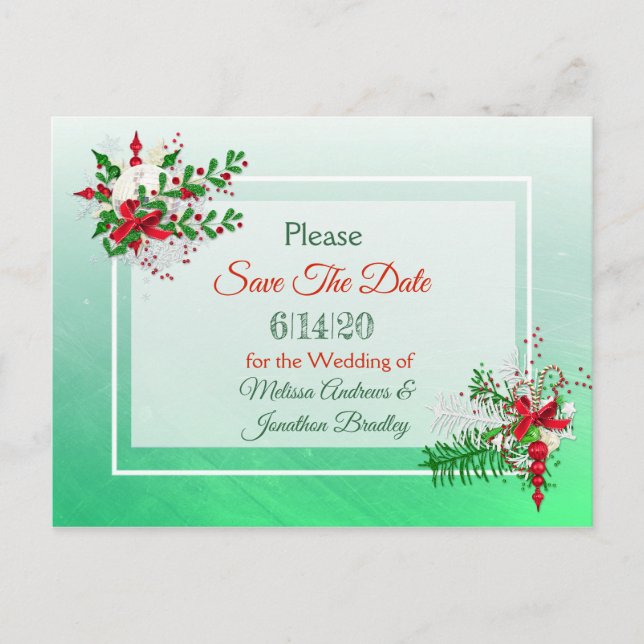 Winterhochzeit Save the Date Postkarte (Vorderseite)