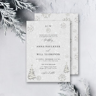 Winterhochzeit Schwarz-weiße Pine Wonderland Hochz Einladung